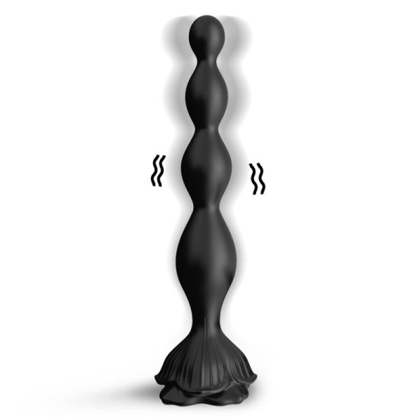 Rose Anal Beads Vibrator - Black