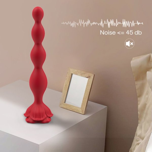 Rose Anal Beads Vibrator - Red