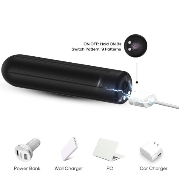 Metal Slug Vibration Sex Bullet- Black