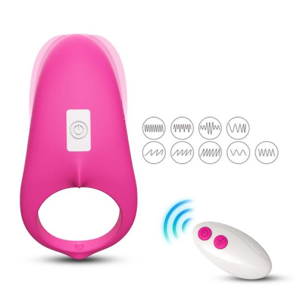 Shark Remote Control Silicone Cock Ring - Rose