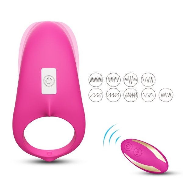 Shark Remote Control Silicone Cock Ring - Rose