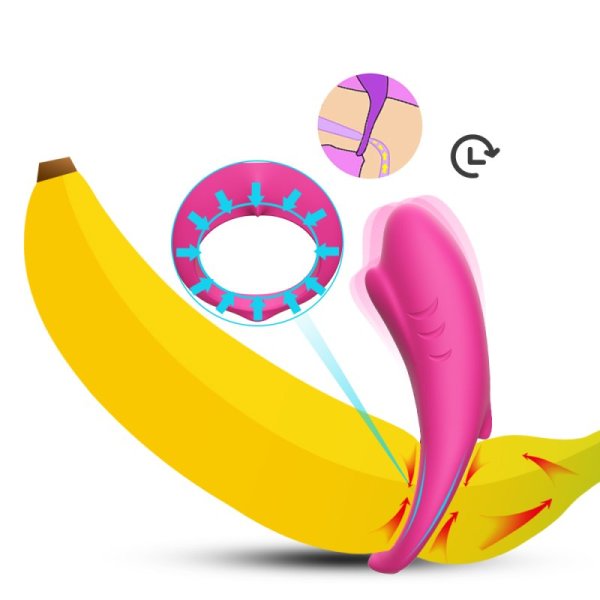 Shark Remote Control Silicone Cock Ring - Rose