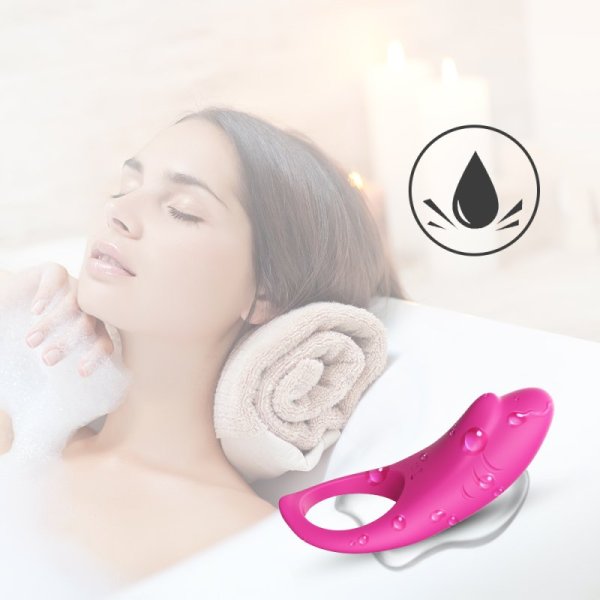 Shark Remote Control Silicone Cock Ring - Rose