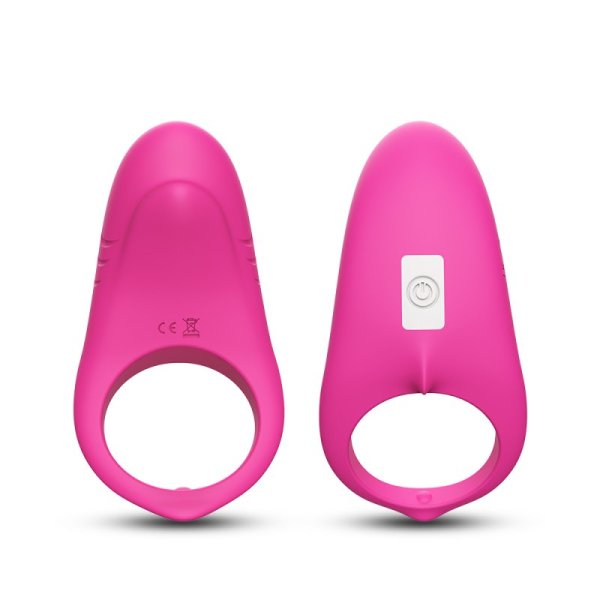 Shark Remote Control Silicone Cock Ring - Rose