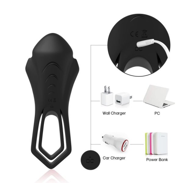 Roadster Dual Silicone Testis Penis Ring - Black