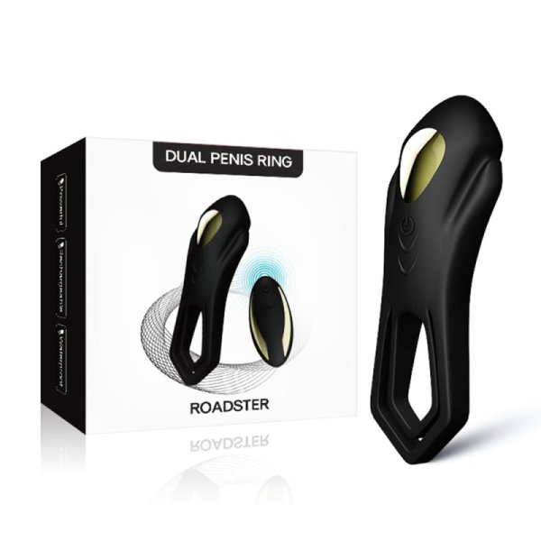 Roadster Dual Silicone Testis Penis Ring - Black