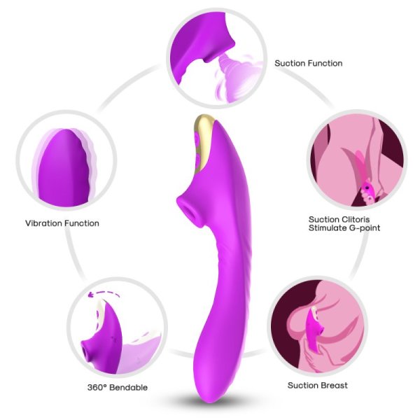 Dudu G-spot Vibrator With Suction -Purple