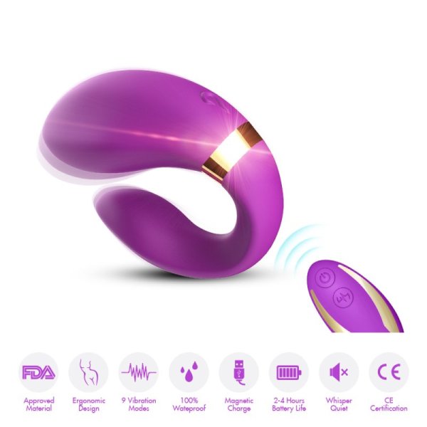 Crescent Silicone Vibrators for Couples - Purple