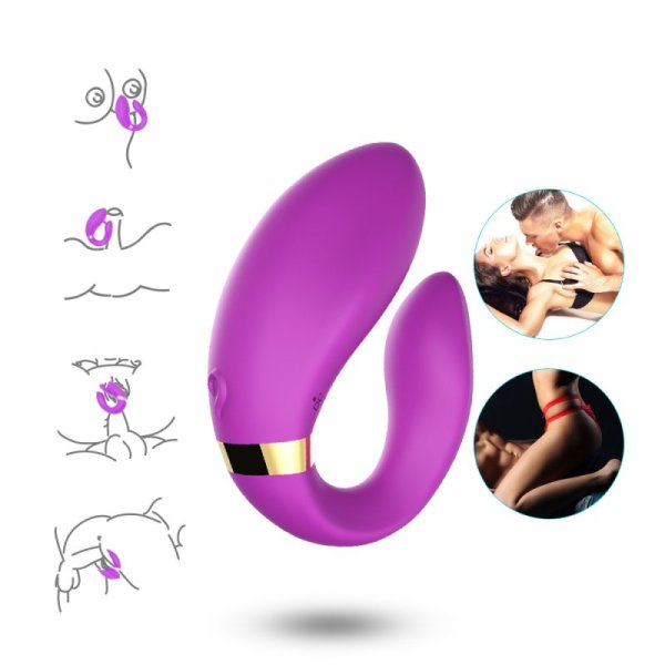 Crescent Silicone Vibrators for Couples - Purple