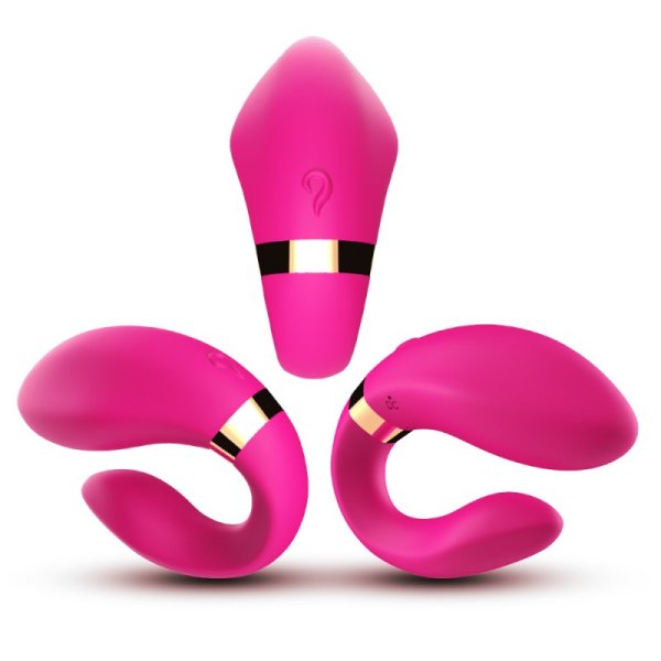 Crescent Silicone Vibrators for Couples - Rose