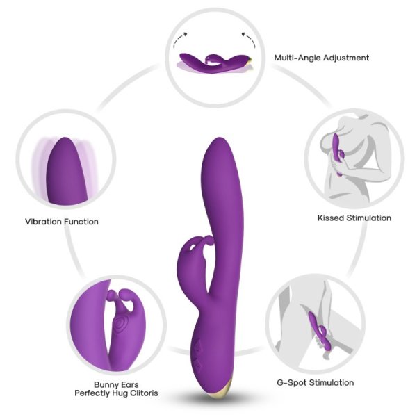Bonnie Rabbit Vibrator with 360 Flexible Head - Purple