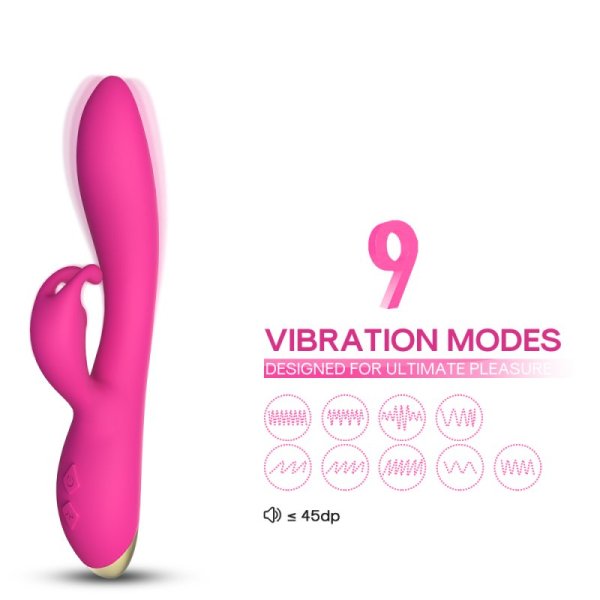 Bonnie Rabbit Vibrator with 360 Flexible Head - Rose