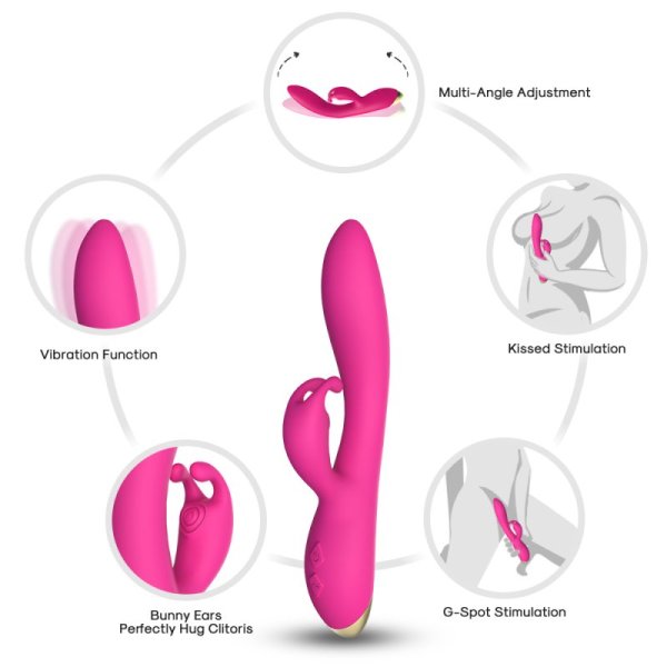 Bonnie Rabbit Vibrator with 360 Flexible Head - Rose