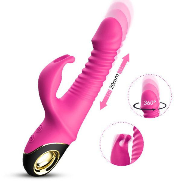 Zing Rotating Thrusting Rabbit Vibrator - Rose