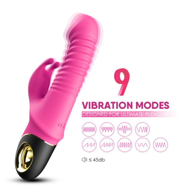 Zing Rotating Thrusting Rabbit Vibrator - Rose