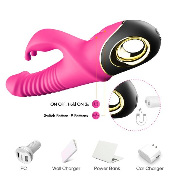 Zing Rotating Thrusting Rabbit Vibrator - Rose