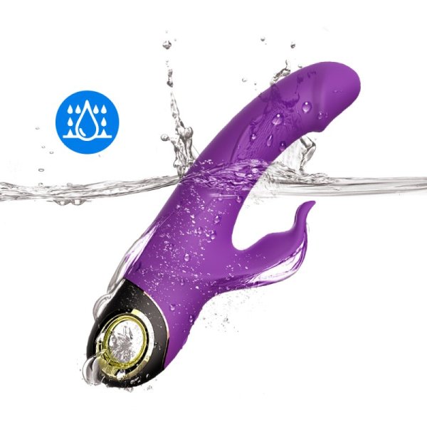 Rabbit Vibrator with 360 Degree Rotating Head - Purple