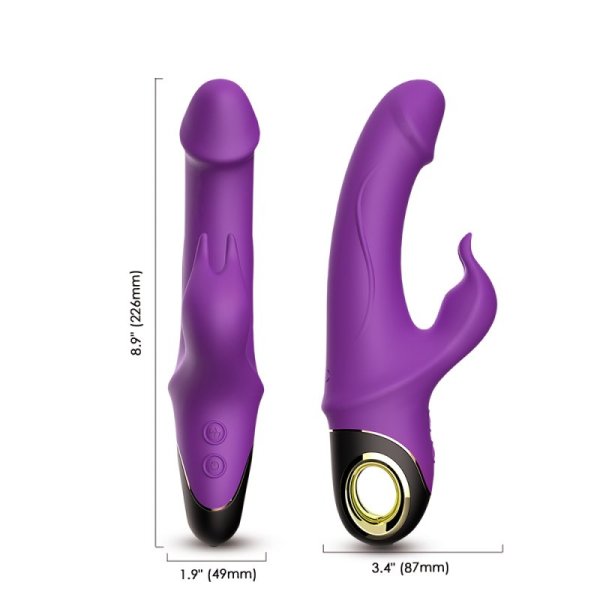 Rabbit Vibrator with 360 Degree Rotating Head - Purple