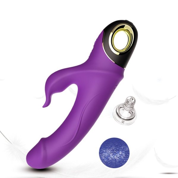 Rabbit Vibrator with 360 Degree Rotating Head - Purple