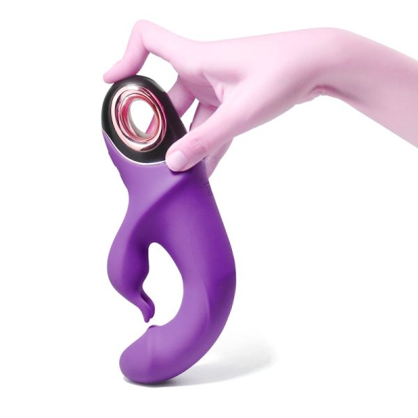 Rabbit Vibrator with 360 Degree Rotating Head - Purple