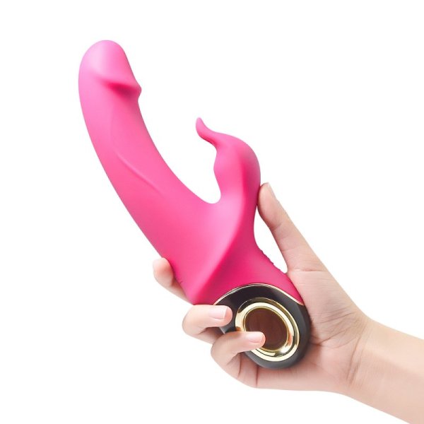 Rabbit Vibrator with 360 Degree Rotating Head - Rose