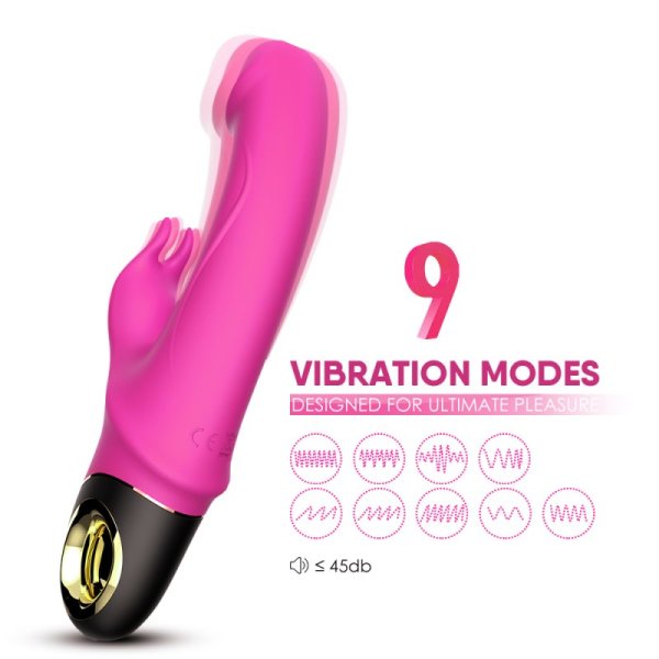 Rabbit Vibrator with 360 Degree Rotating Head - Rose