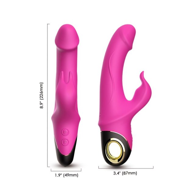 Rabbit Vibrator with 360 Degree Rotating Head - Rose