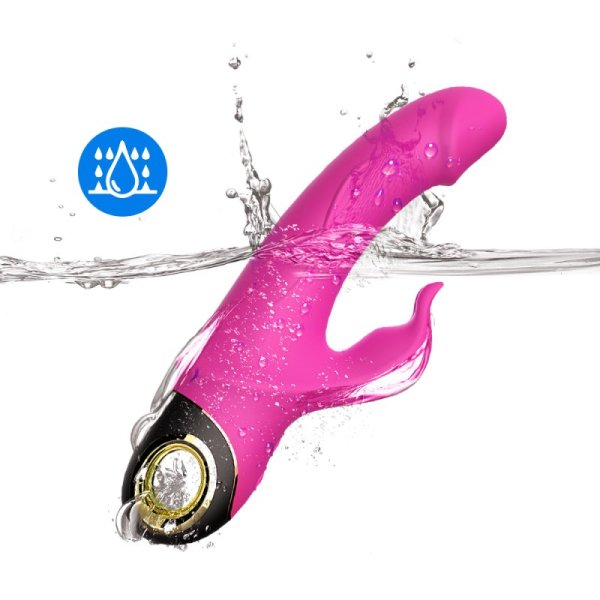 Rabbit Vibrator with 360 Degree Rotating Head - Rose