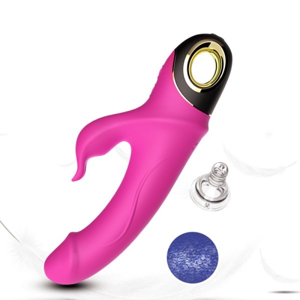 Rabbit Vibrator with 360 Degree Rotating Head - Rose