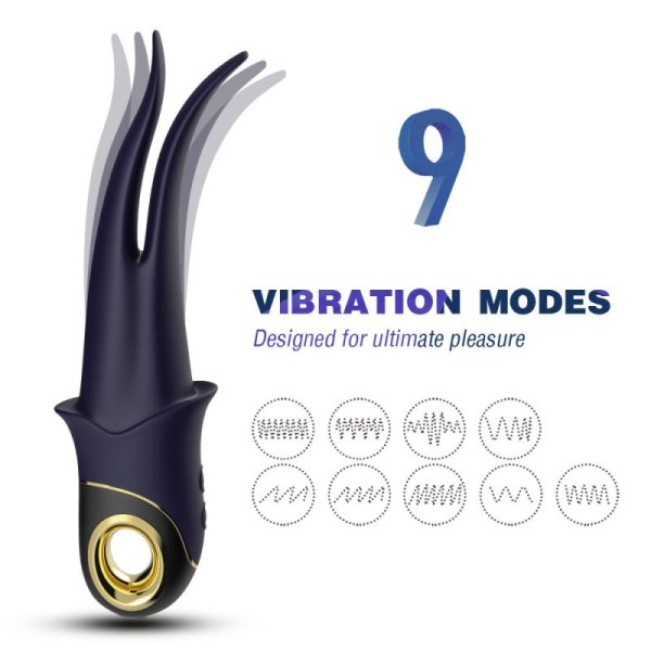 Gina G-Spot & Clit Flickering Tongue Vibe-Navy