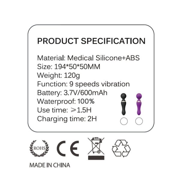 Freeza Magic Wand Massager Vibrator - Black