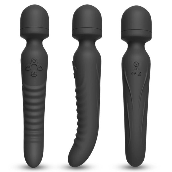 Portable Travel 10 Vibration Modes Heating Vibrator - Black