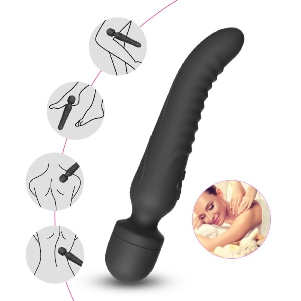 Portable Travel 10 Vibration Modes Heating Vibrator - Black