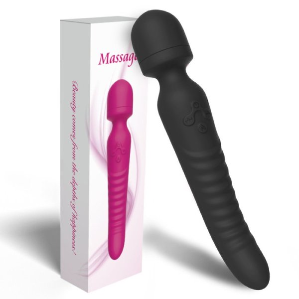Portable Travel 10 Vibration Modes Heating Vibrator - Black