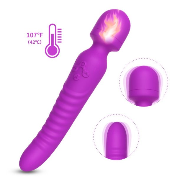 Portable Travel 10 Vibration Modes Heating Vibrator - Purple