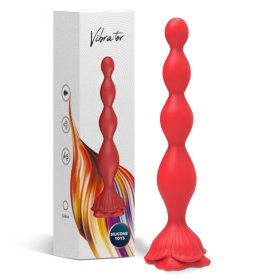 Rose Anal Beads Vibrator - Red