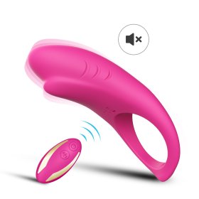 Shark Remote Control Silicone Cock Ring - Rose