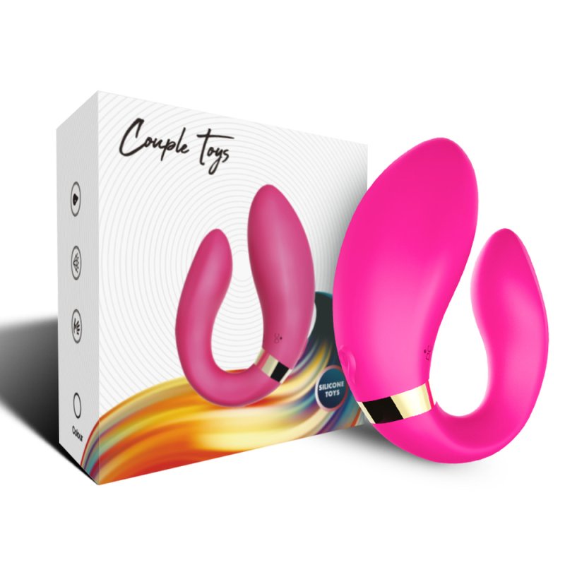 Crescent Silicone Vibrators for Couples - Rose