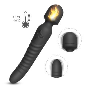 Portable Travel 10 Vibration Modes Heating Vibrator - Black