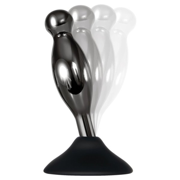 Joy Sticks Metal Anal Plug With Suction Cup - Black