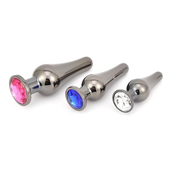 Bejewelled Amethyst Gunmetal Butt Plug