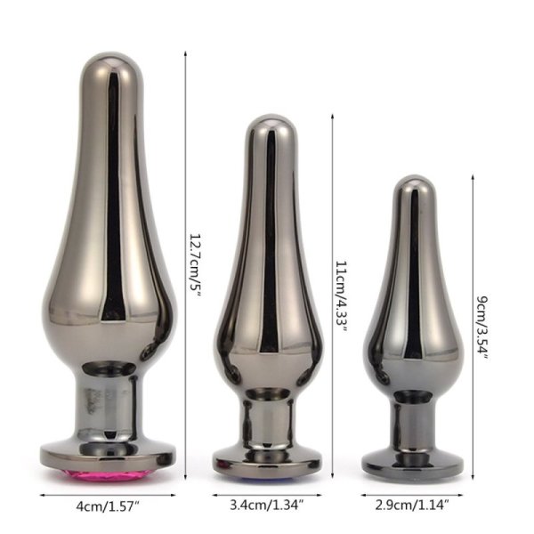 Bejewelled Amethyst Gunmetal Butt Plug