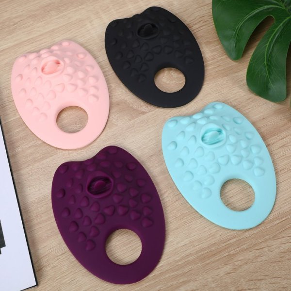 Grinding Cock Ring With Tongue - Black