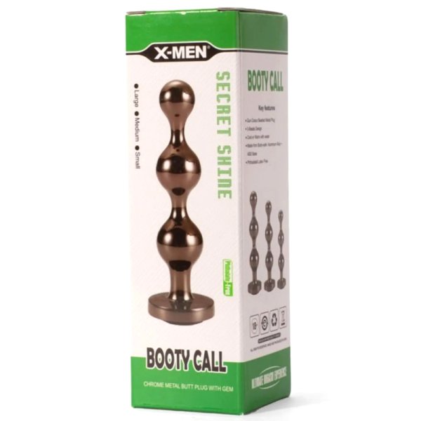 Bejewelled Gunmetal Steel Beaded Butt Plug