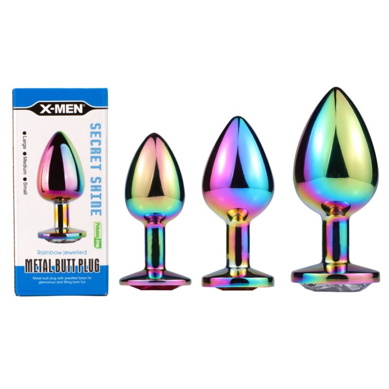 Multicolor Gem Metal Butt Plug
