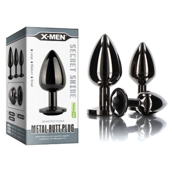 Secret Shine Gun Colour Jewelled Metal Butt Plug