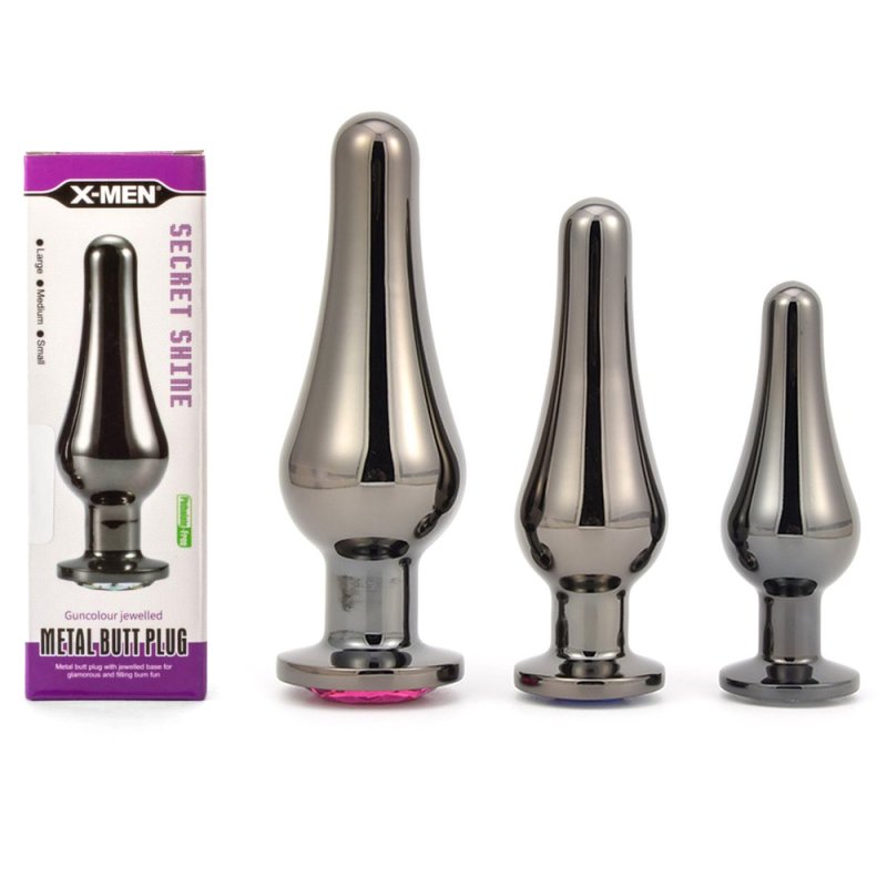 Bejewelled Amethyst Gunmetal Butt Plug