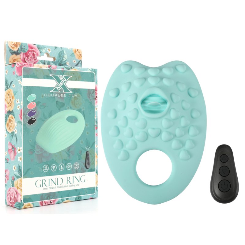 Grinding Cock Ring With Tongue - Lake Blue