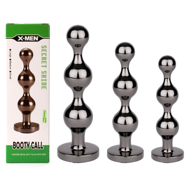 Bejewelled Gunmetal Steel Beaded Butt Plug